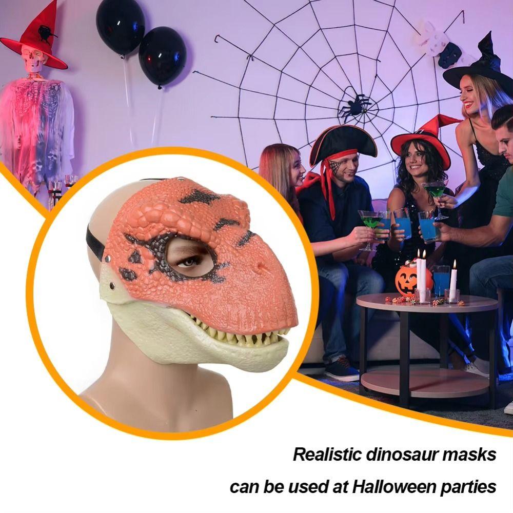 Moving Jaw Halloween Dinosaur Mask Cosplay Props Dragon Headwear Dinosaur Headgear  for Party