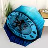 Chelsea Football Club Wappen Automatischer Faltregenschirm 8 Speichen, Stabiler Eisenrahmen, Helles Farbmuster Kompakter Reise-Regenschirm, Geeignet f