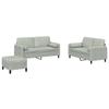 3 Piece Sofa Set with Cushions Light Grey Velvet