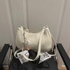 2026 New Chic and Simple Trendy Chain Shoulder Bag, Half-Moon Shaped Bag with Bow Charm, Solid Color Crossbody Bag for a Sexy Girl