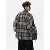 American-Style Reversible Stand-Collar Jacket for Men, Winter High-Street Versatile Loose-Fitting Workwear Plaid Coat, Trendy Brand Couple's Top