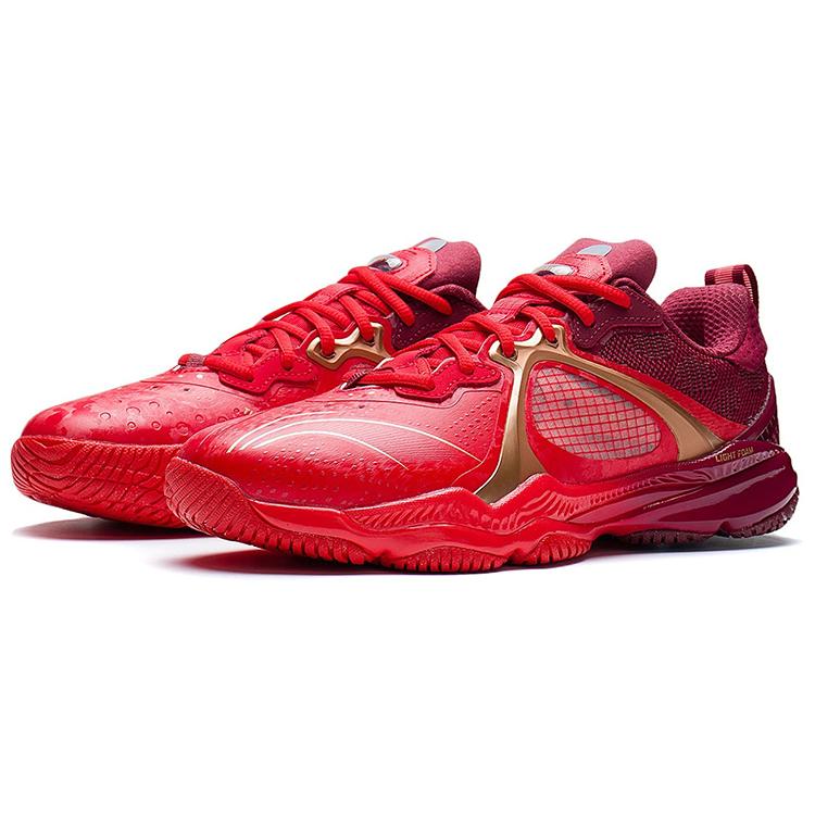 New LiNing Chameleon 6.0 Cushioning Anti Slip Wear Resistant Breathable Support Rebound Low Top Badminton Shoes Unisex Red AYAS014-2