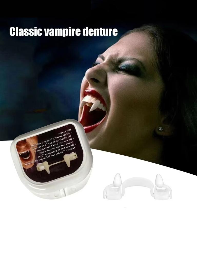 Vampire Teeth Dentures Fangs Classic PP Halloween Party Cosplay Prop Halloween Costume Party Favors
