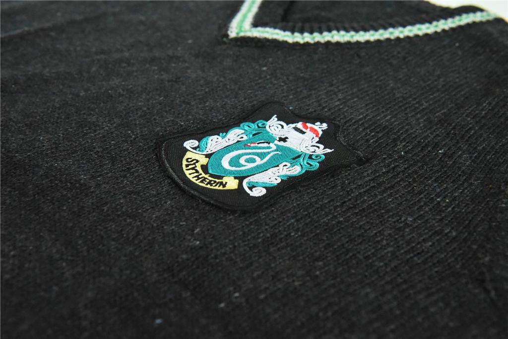 Harry Potter Gryffindor, Slytherin, Ravenclaw, Hufflepuff Vest Sweater Cosplay Costume (Slytherin, Size S)