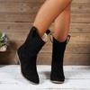 Womens High Pointed Boots Fashionable Casual Suede Outer Wear Mid Calf Boots Womens Wide Calf Knee High Boots Flat Women'S Boot
