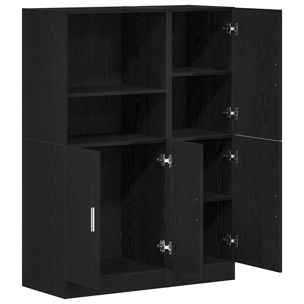 Vidaxl 2 Cabinet Kitchen Furniture Set Black Wood-Based Material