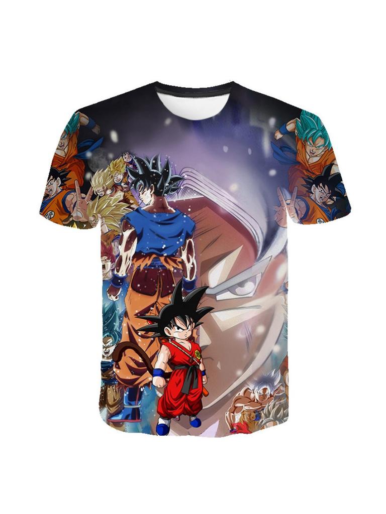 Summer 3D Print T-shirt Anime Character Son Goku Super Saiyan T-shirt Boy Children's Clothes T-shirt