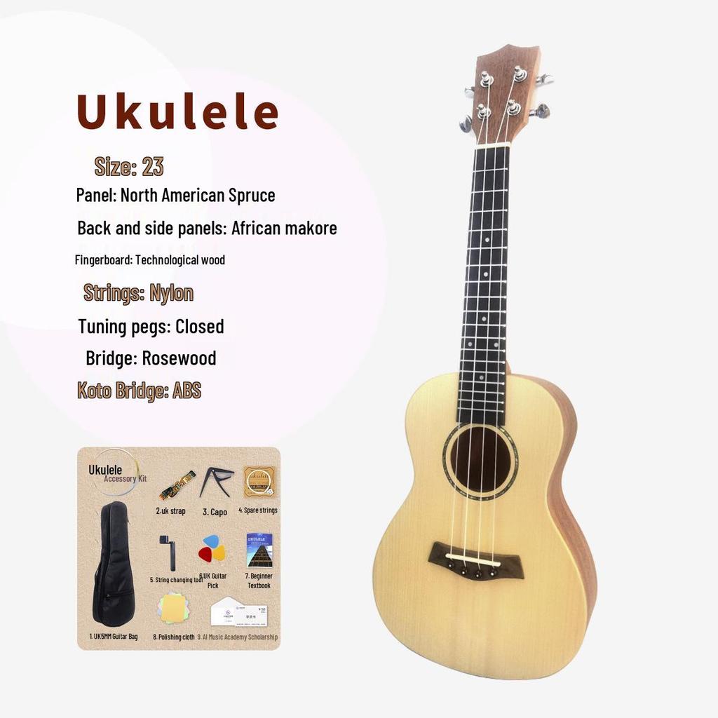 23" Solid Wood Ukulele for Children - Entry-Level Musical Instrument
