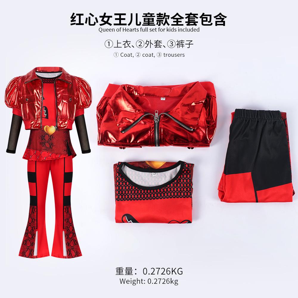 

Halloween Descendants Film Cosplay Costumes For Kids Movie The Rise Of Red Chloe Princess Dress Girls Jacket Coat Pants Uniform 140 чёрный