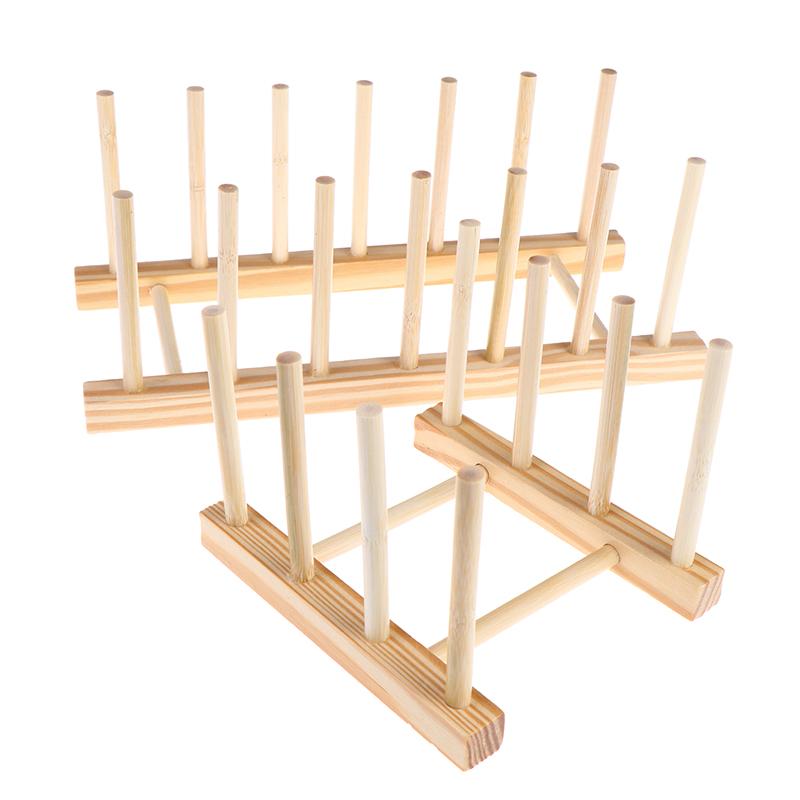 Stylish Wooden Dish Rack Practical Kitchen Organizer for Holding Plates and Pot Lids Securely