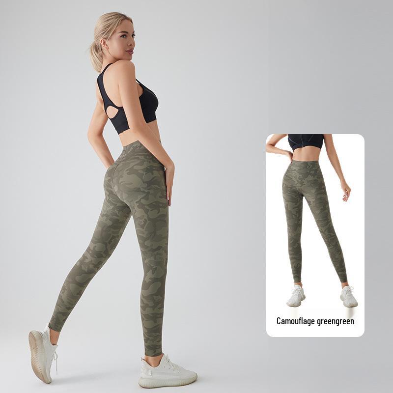 

Camouflage High-Waisted Yoga Pants with Tummy Control and Butt Lifting Effect S (38-48 kg) камуфляж зелений колір