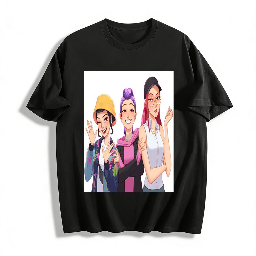 Trendy Anime Girl Print Casual Top, BFF Style Streetwear Breathable T-Shirt for Daily Wear Pure Cotton T-shirt