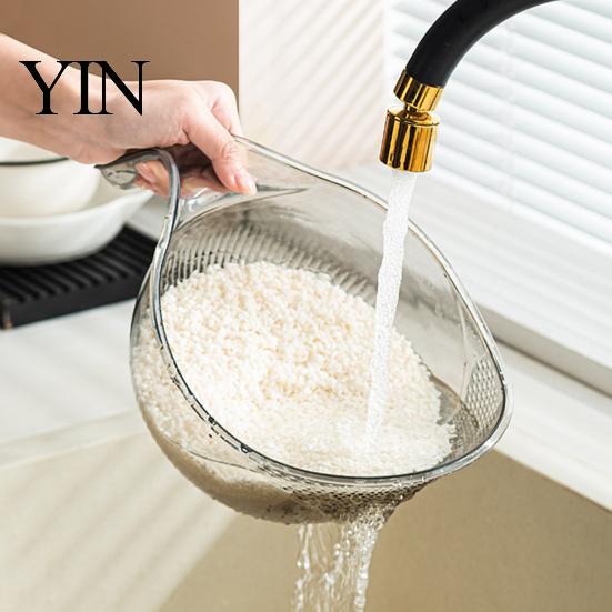 Non Slip Fruit Washer Multipurpose Rice Washing Bowl, with Handle, Plastic Kitchen Colander Basin, Compact Gadgets for Quinoa Pasta Vegetables