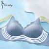 New V-neck Gathered Bubble Cotton Lace Underwear Without Steel Ring Anti-sagging Sports Breathable Comfortable Bra