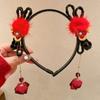 Zopf-Haar Kinder-Perücke Stirnband Blume Rote Schleife Haarreif Niedliche Chinesisches Neujahr Kopfschmuck Mädchen