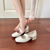 French Square Head Light Mouth Single Shoes Women's New Spring and Autumn White Medium Thick Heel Versatile Word with Mary Jane Shoes Women