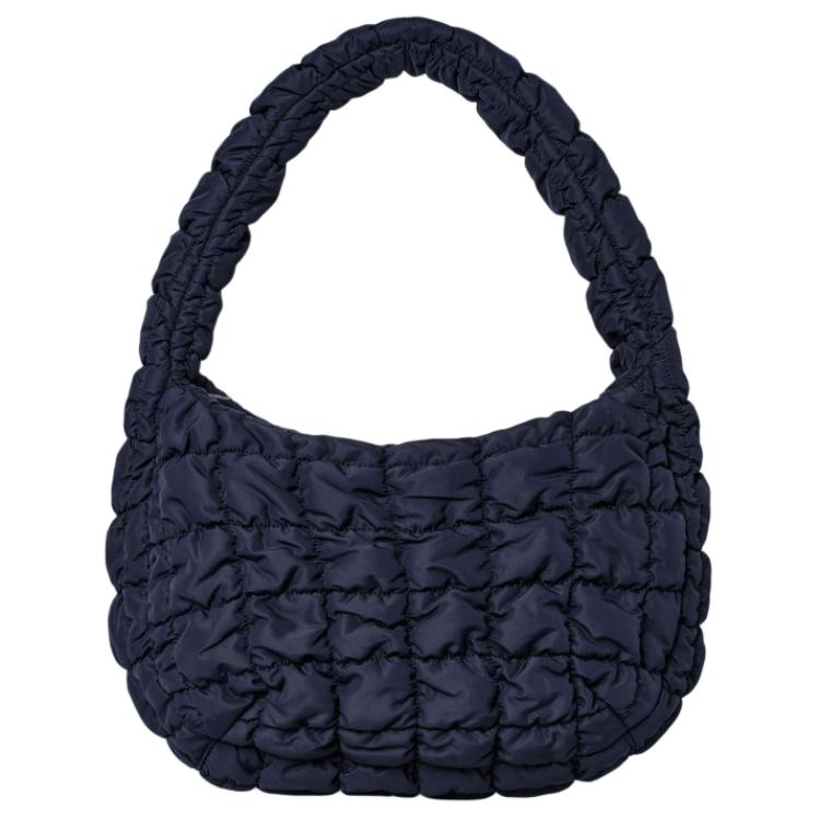 

COS Mini Quilted Checkered Polyester Shoulder Tote Bag Women bags Navy-Blue 0973537069 Navy Blue