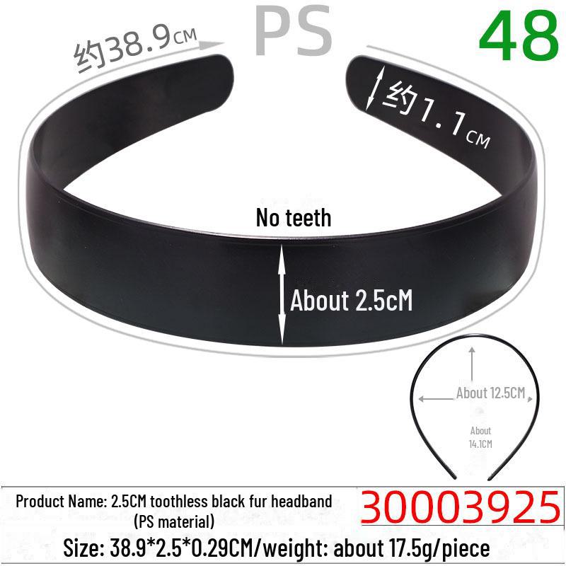 Handmade 2.5CM Toothless Black Hairband - PS Material Hair Accessory