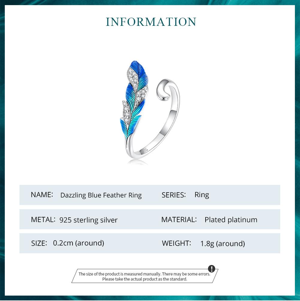 BAMOER 925 Sterling Silver olśniewający niebieski pióro otwarty pierścień i kolczyki zestaw biżuterii utorować ustawienie CZ dla kobiet Chic Fine Jewelry