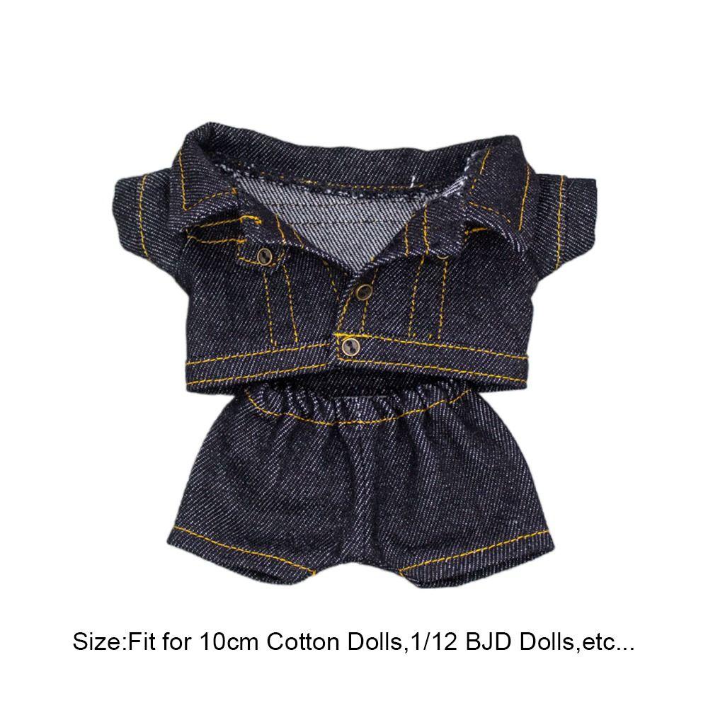 10cm Fashion Jeans Pants Jacket Suits Doll Clothes Cotton Doll Casual Wears Coat Tops 1/12 Dolls Clothes Accessories