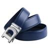 [FleurUneffe] Adjustable Belt Length, No Holes, Auto-lock, Men's Genuine Leather Belt, Stylish, Casual, Business, Golf, White, Red, Navy (j98navy)