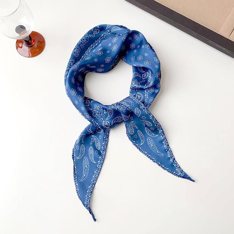 1Pc Headbands Scarf Polyester Retro Headscarf Women's Hijab Hair Ribbons Cashew Print Satin Silk Scarf