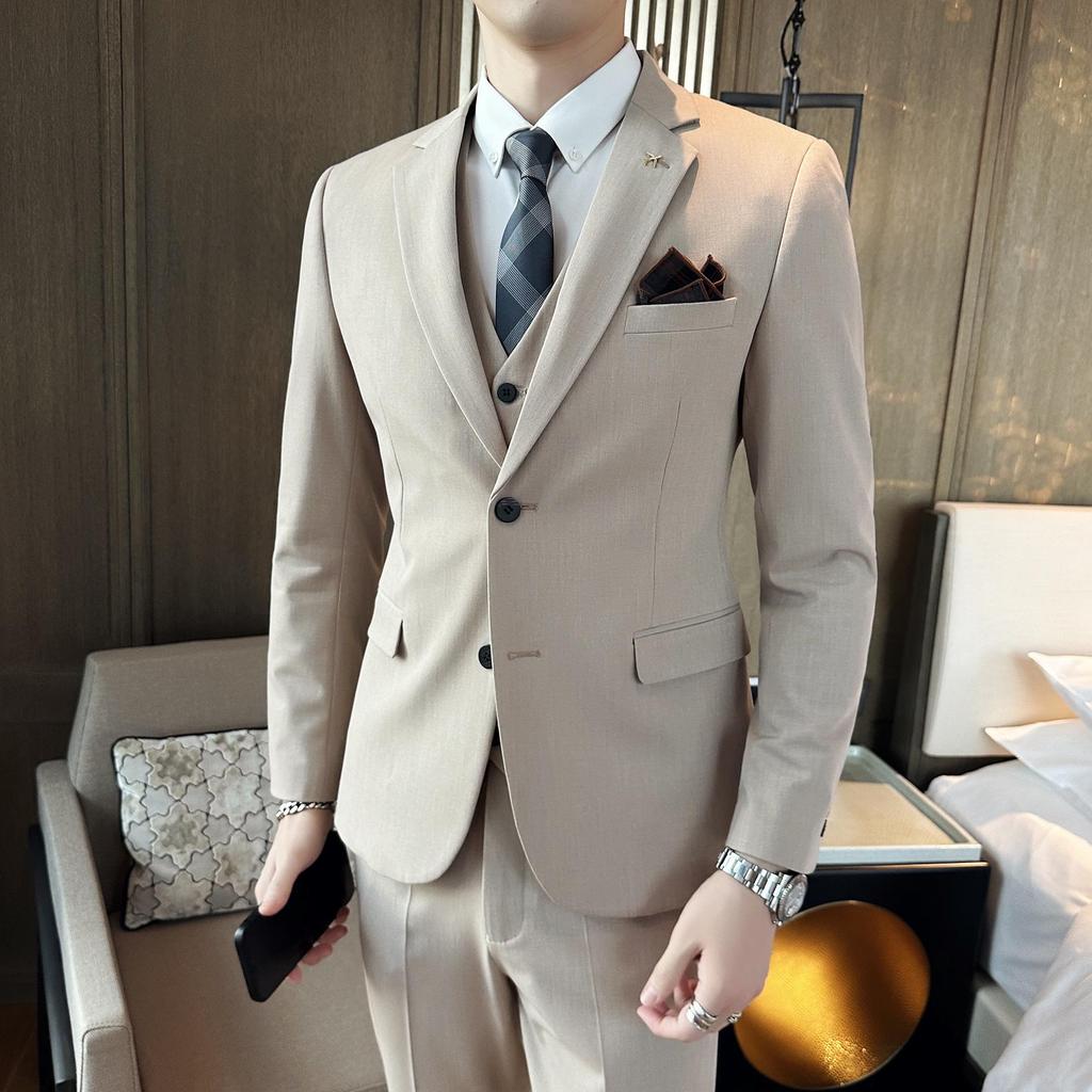 Spring Slim Fit Youth Suit Set - Men's Business Casual Plus Size Tuxedo