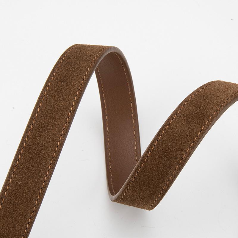Ladies Belt Silver Needle Buckle Frosted Velvet Retro Jeans Decorative Premium Leather Belt Women
