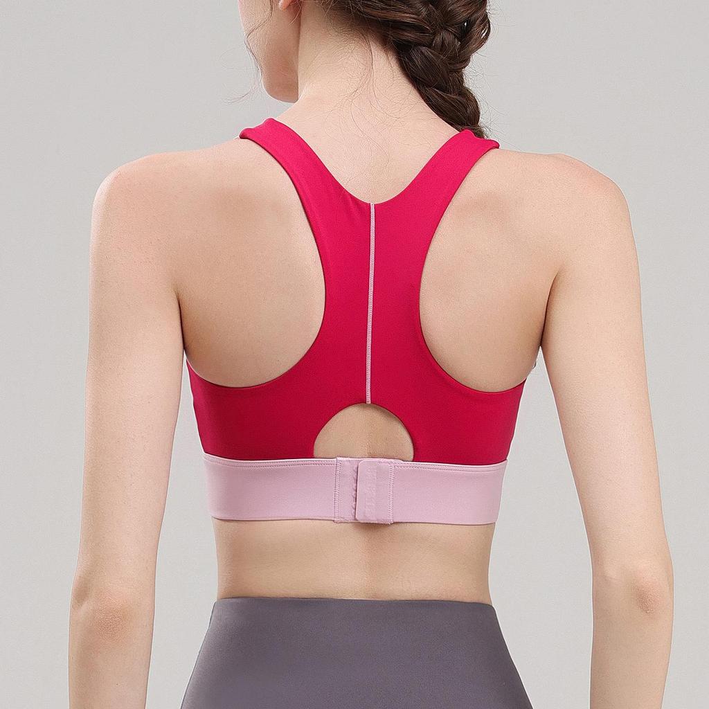 Shockproof High-Intensity Sports Bra: Colorblock Yoga Vest for Running, Slimming I-Back, Enhanced Support