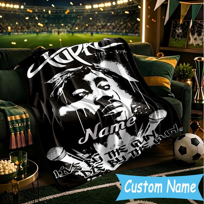 1PC Custom Name Hip Hop Throws Blanket Flannel Blankets for Couch Bed Gifts for Men Women Travel Picnic Christmas Fan Gifts