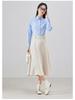 Women's Blue Long-Sleeve Professional Shirt - Solid Color, Ideal for Spring/Autumn Office and Interview Wear