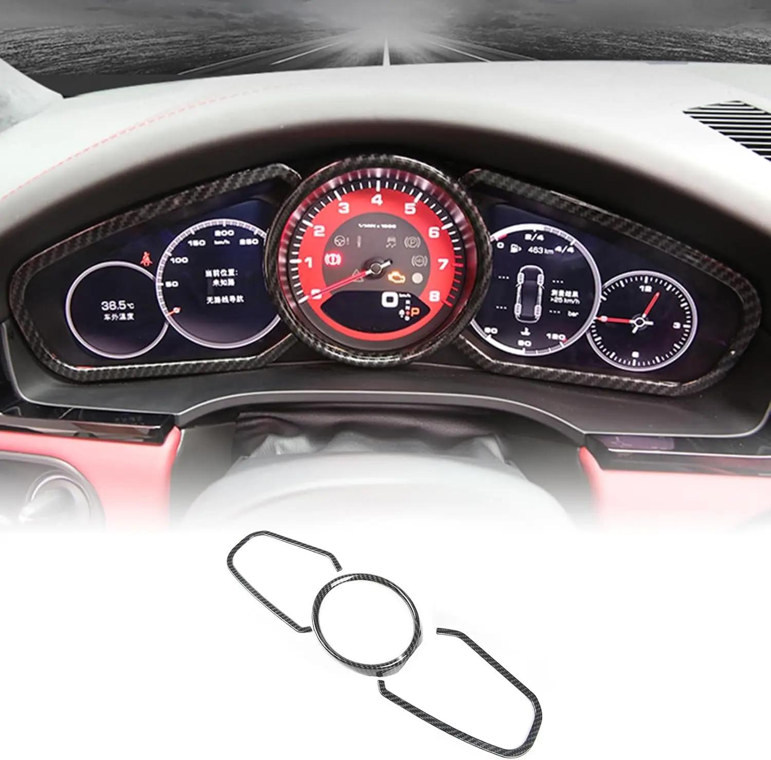 Dashboard Panel Trim Compatible with Porsche Cayenne 2018-2020 Silver Dash Frame Cover Carbon Fiber чёрный