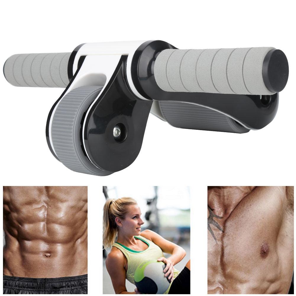 2 Wheels Ab Wheel Roller Abdominal Muscle Exerciser Gym Home Fitness Equipment with Knee Padblack