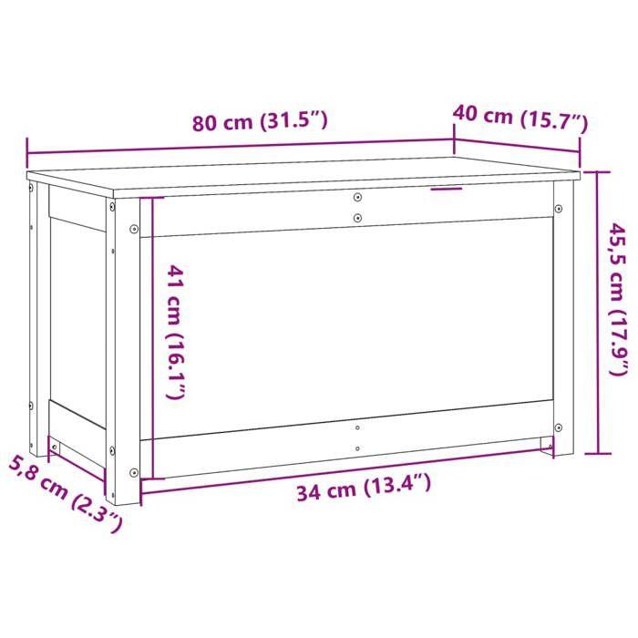 823535 vidaXL Boîte de rangement Blanc 80x40x45,5 cm Bois massif de pin