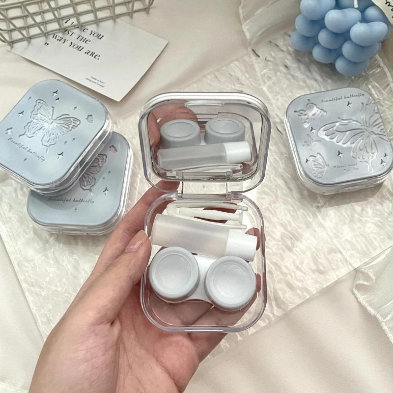 Square Travel Portable Women Laser Lens Cover Container Holder Storage Soaking Box Fashion Accessories Contact Lens Case