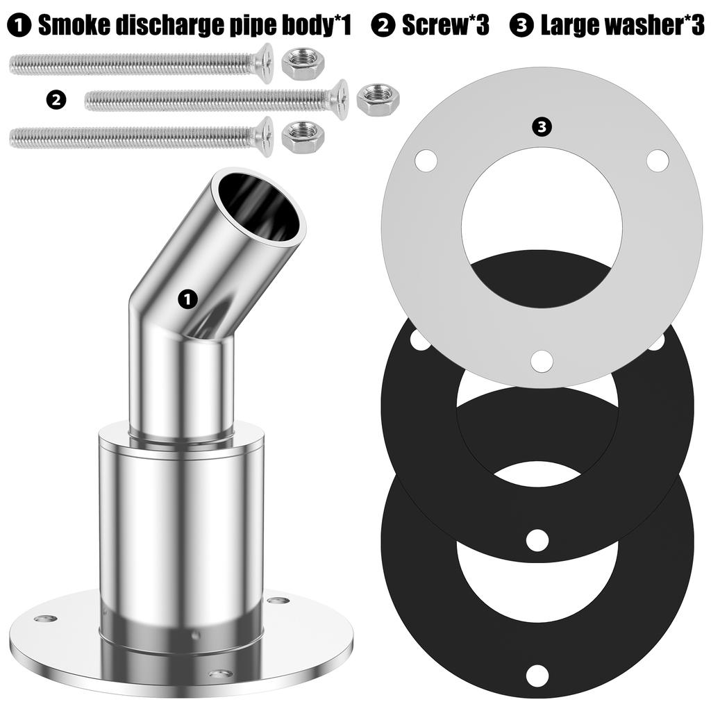 24mm Thru Hull Exhaust Skin Stainless Steel Thru Hull Exhaust Fitting Boat Marine Fitting Tube for Diesel Heaters Exhaust Pipe