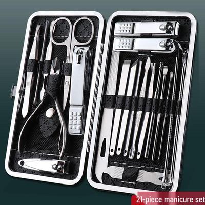 19-teiliges Nagelknipser- und Maniküre-Set aus Edelstahl mit Paronychie-Werkzeug und Ohrlöffel