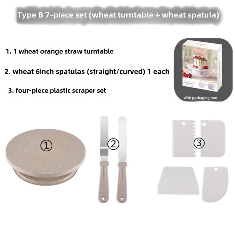 Wheat Straw Cake Turntable Decorating Set - Rotating Baking Tool for DIY Projects