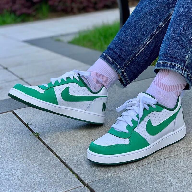 Nike Court Borough Leather Casual Comfortable Non-Slip Durable Low-Top Kids Skate Shoes Kids Sneaker White Green FN3689-131