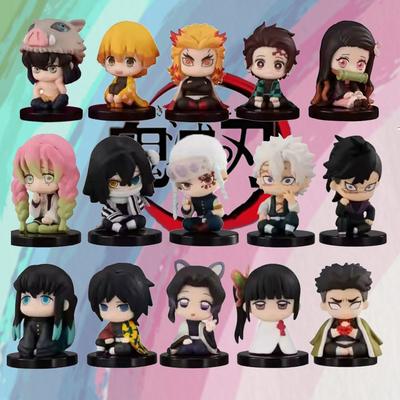 Q Posket Figure Wholesale Demon Slayer Mini Figurine 15Pcs Sets Kimetsu No Yaiba Small PVC Dolls Desktop Decoration