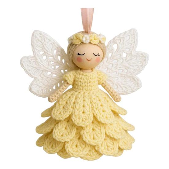 1/2 Sets DIY Crochet Angel Ornament Kit Beginners Handmade Angel Girl Decoration Yarn Craft Christmas Tree Hanging Crocheting Angel Doll Holiday Gift
