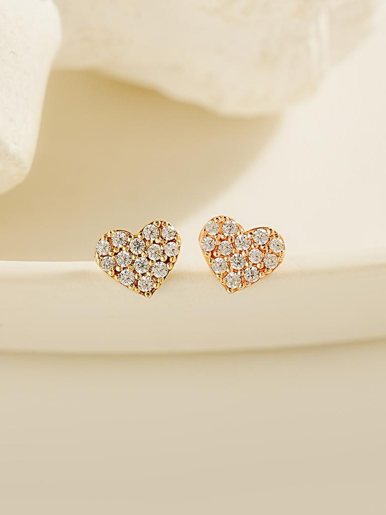 Minimalpiercing 14K Winter Cubic Heart Piercing Earrings