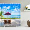 High Quality Sunny Sea Beach Scenery Fabric Shower Curtain Waterproof Printing Bath Curtains For Bathroom Decorate With Hooks