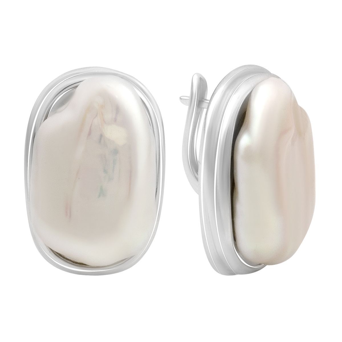 

Срібні сережки з натуральними барочними перлами, фіанітами (2185239) білий