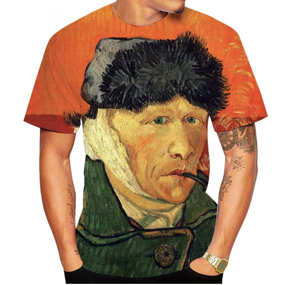 Van Gogh Art T-shirt Flower 3D Printing Men's and Women's Street Wear Short Sleeve T-shirt Clothing