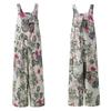 Women Sleeveless Floral Printed Jumpsuit Rompers Wide Leg Bib Pants Long Trousers Suspenders Overalls Pantalon Femme