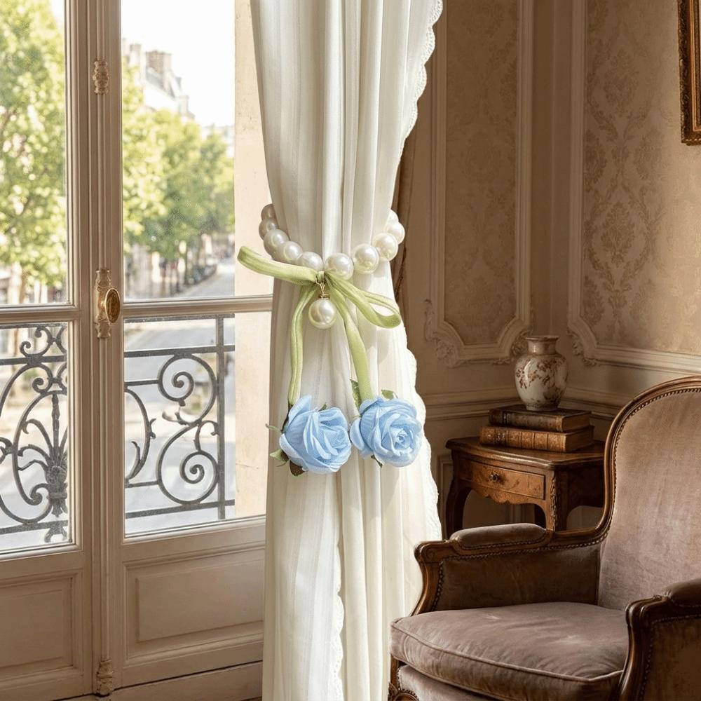 2PCS Decorative Rose Curtain Straps Portable Curtain Binding Curtain Buckle Living Room