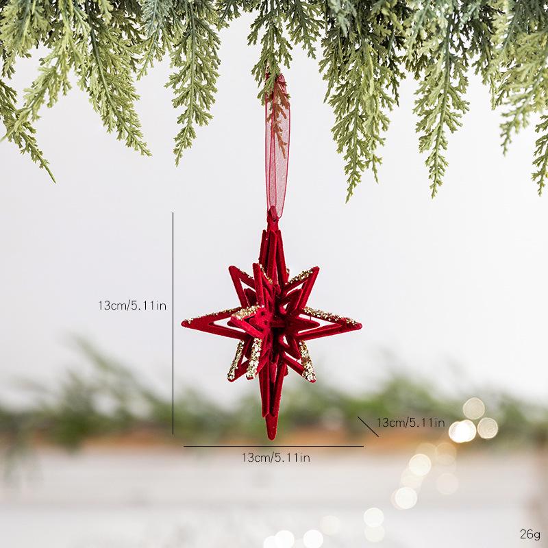 Red Flocked Reindeer Bow Pendant with Dragonfly Wreath for Christmas Tree