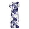 Damen Sommerkleid, lässig, modisch, bedruckt, kurzärmelig, Rundhalsausschnitt, Taschenkleid