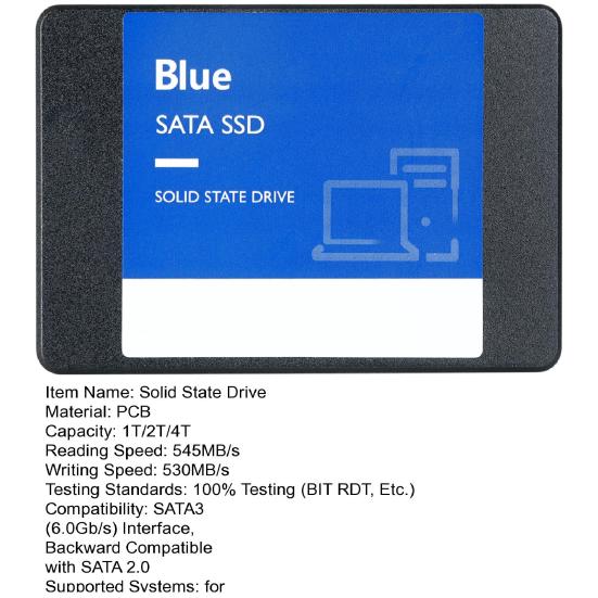 1/2/4TB Internal Solid State Drive Speed Up To 545MB/s Read 530MB/s Write 1920 TBW PC Desktop Laptop SATA III 6Gb/s 2.5-inch SSD